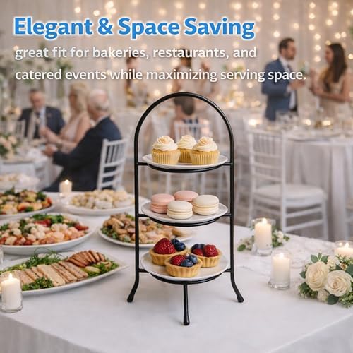 3-Tier Metal Dessert Stand 1 Pc - Elegant Iron Wire Display Rack for Afternoon Tea, Buffets, Banquets, Hotels, alternate view