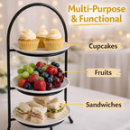 3-Tier Metal Dessert Stand 1 Pc - Elegant Iron Wire Display Rack for Afternoon Tea, Buffets, Banquets, Hotels, alternate view