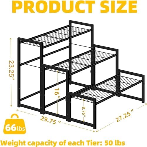 3 Tier Metal Plant Stand Outdoor Indoor Waterproof, Stackable Heavy Duty Tall Plant Shelf Flower Pot Holder for, alternate