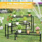 3 Tier Metal Plant Stand Outdoor Indoor Waterproof, Stackable Heavy Duty Tall Plant Shelf Flower Pot Holder for, alternate