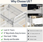 3 Tier Metal Rolling Cart, White Utility Storage Cart with Wheels, alternate view 4