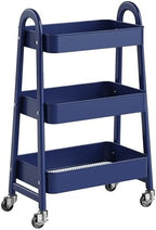 3-Tier Metal Rolling Storage Utility Cart with Lockable Wheels