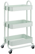 3-Tier Metal Rolling Utility Cart, Storage Organizer, Multi-Functional Kitchen Island Cart, Portable Shelving