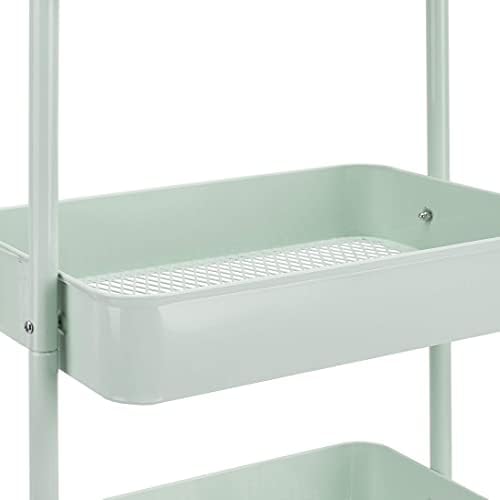 3-Tier Metal Rolling Utility Cart, Storage Organizer, Multi-Functional Kitchen Island Cart, Portable Shelving, alternate view