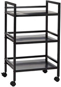 3-Tier Metal Rolling Utility Cart, Storage Organizer, Multifunctional Storage, Mobile Shelving, Black in Black