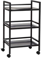 3-Tier Metal Rolling Utility Cart, Storage Organizer, Multifunctional Storage, Mobile Shelving, Black in Black