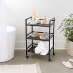 3-Tier Metal Rolling Utility Cart, Storage Organizer, Multifunctional Storage, Mobile Shelving, Black in Black, alternate