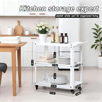 3 Tier Metal Utility Rolling Cart with Wheels, White in White, alternate view 3