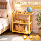 3 Tier Metal Utility Rolling Cart with Wheels, Yellow, alternate view 5