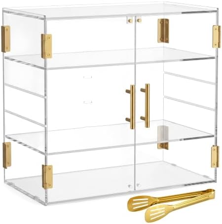 3-Tier Pastry Display Case, Countertop Bakery Display Case in 3Tier-18.9′′L x 10.2′′W x 16.1′′H in Transparent