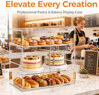 3-Tier Pastry Display Case, Countertop Bakery Display Case in 3Tier-18.9′′L x 10.2′′W x 16.1′′H in Transparent, alternate