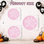 3 Tier Pink Spiderweb Serving Tray, 12"/10"/8" Halloween Wooden Plates with 15" Collapsible Ladder Stand, alternate view 3