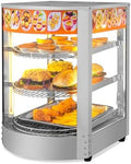 3-Tier Pizza Warmer Countertop, Commerical Food Warmer Display in Silver