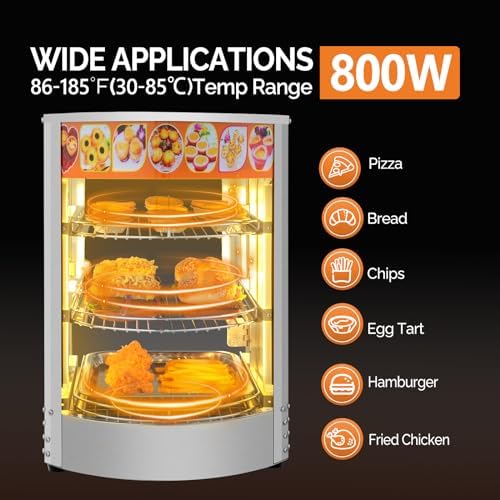 3-Tier Pizza Warmer Countertop, Commerical Food Warmer Display in Silver, alternate view 4