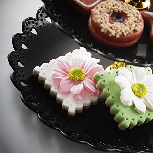 3-Tier Plastic Cake Stand Dessert Stand Cupcake Stand Tea Party Serving Platter Black Gold in Black, alternate view 6