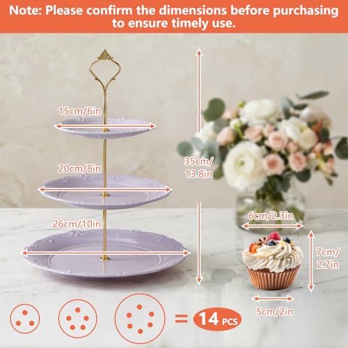 3 Tier Plastic Cake Stand Tiered Serving Embossed Stand Reusable Food Serving Platter Dessert Cupcake Holder for, alternate