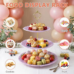 3 Tier Plastic Cake Stand Tiered Serving Embossed Stand Reusable Food Serving Platter Dessert Cupcake Holder for, alternate