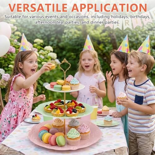 3 Tier Plastic Cake Stand Tiered Serving Embossed Stand Reusable Food Serving Platter Dessert Cupcake Holder for, alternate