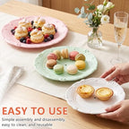 3 Tier Plastic Cake Stand Tiered Serving Embossed Stand Reusable Food Serving Platter Dessert Cupcake Holder for, alternate