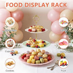 3 Tier Plastic Cake Stand Tiered Serving Embossed Stand Reusable Food Serving Platter Dessert Cupcake Holder for, alternate