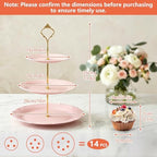 3 Tier Plastic Cake Stand Tiered Serving Embossed Stand Reusable Food Serving Platter Dessert Cupcake Holder for, alternate