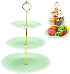 3 Tier Plastic Cake Stand Tiered Serving Embossed Stand Reusable Food Serving Platter Dessert Cupcake Holder for