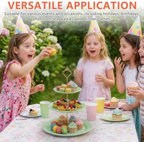3 Tier Plastic Cake Stand Tiered Serving Embossed Stand Reusable Food Serving Platter Dessert Cupcake Holder for, alternate