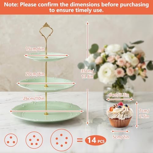 3 Tier Plastic Cake Stand Tiered Serving Embossed Stand Reusable Food Serving Platter Dessert Cupcake Holder for, alternate