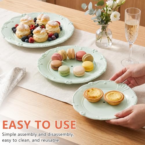 3 Tier Plastic Cake Stand Tiered Serving Embossed Stand Reusable Food Serving Platter Dessert Cupcake Holder for, alternate