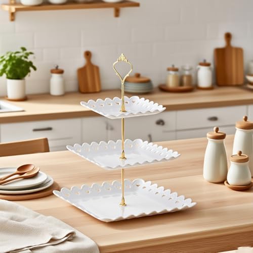 3 Tier Plastic Dessert Cupcake Stand Cupcake Tower Stand White Cupcake Holder Tiered Serving Trays for Dessert, alternate