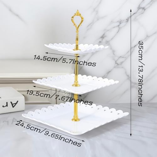 3 Tier Plastic Dessert Cupcake Stand Cupcake Tower Stand White Cupcake Holder Tiered Serving Trays for Dessert, alternate