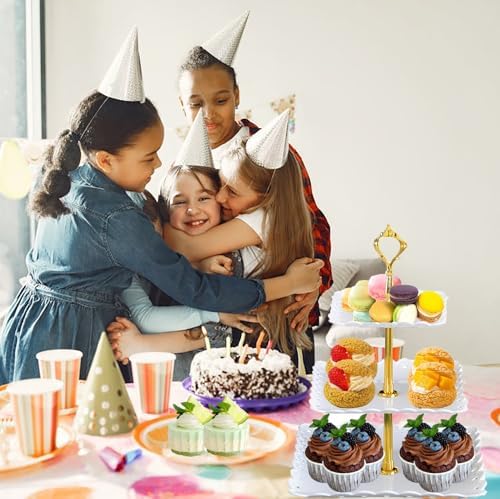 3 Tier Plastic Dessert Cupcake Stand Cupcake Tower Stand White Cupcake Holder Tiered Serving Trays for Dessert, alternate