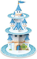 3 Tier Princess Birthday Cupcake Stand Fairytale Castle Decoration in blue