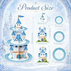 3 Tier Princess Birthday Cupcake Stand Fairytale Castle Decoration in blue, alternate view 2