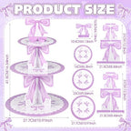 3 Tier Purple Bow Cake Stand Bow Birthday Party Decorations Cake Stand Purple Dessert Tower for Wedding Garden, alternate