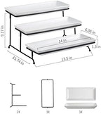 3 Tier Rectangular Serving Tray 14 Inch Serving Platters and Stand in Black, alternate view 3