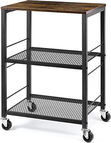 3 Tier Rolling Cart, Kitchen Carts on Wheels Utility Cart for Home