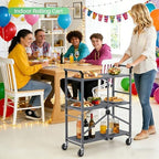 3 Tier Rolling Cart, Metal Utility Cart on Wheels, Grey in Grey, alternate view 2