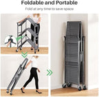 3 Tier Rolling Cart, Metal Utility Cart on Wheels, Grey in Grey, alternate view 5