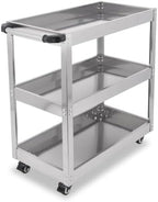 3-Tier Rolling Cart Utility Cart Stainless Steel Kitchen Cart, 330 Lbs Load Capacity, Heavy Duty Rolling Tool