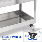 3-Tier Rolling Cart Utility Cart Stainless Steel Kitchen Cart, 330 Lbs Load Capacity, Heavy Duty Rolling Tool, alternate view