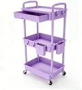 3 Tier Rolling Cart with Drawer, Utility Storage Cart on Wheels for Kitchen, Bathroom, Living Room