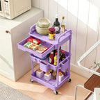 3 Tier Rolling Cart with Drawer, Utility Storage Cart on Wheels for Kitchen, Bathroom, Living Room, alternate view 2