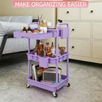 3 Tier Rolling Cart with Drawer, Utility Storage Cart on Wheels for Kitchen, Bathroom, Living Room, alternate view 7