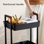 3 Tier Rolling Cart with Handle & Wheels for Storage, Black in Black, alternate view 6
