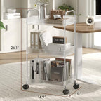3 Tier Rolling Cart with Lockable Wheels, Clear Acrylic Utility Trolley with Handle, Heavy-Duty Storage, alternate view 2