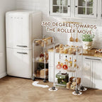 3 Tier Rolling Cart with Lockable Wheels, Clear Acrylic Utility Trolley with Handle, Heavy-Duty Storage, alternate view 3
