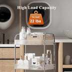 3 Tier Rolling Cart with Lockable Wheels, Clear Acrylic Utility Trolley with Handle, Heavy-Duty Storage, alternate view 5