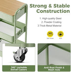 3 Tier Rolling Cart with Table top, Metal Rolling Utility Cart, Sturdy Storage Organizer Cart with Locking, alternate view 4
