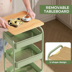 3 Tier Rolling Cart with Table top, Metal Rolling Utility Cart, Sturdy Storage Organizer Cart with Locking, alternate view 5